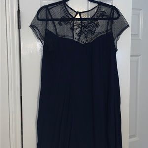 Navy blue lace shoulder dress